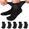 LOFIR Calzini Diabetici da Donna in Bambù: Calze Corti Senza Elastico Senza Cucitura da Uomo - Calzini con Cuscino Caviglia Extra Larghe per Anziani Gravidanza Piedi Gonfi 5 Paia Nero 39-42