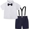 mintgreen Bambino Ragazzi Costume, Bambini Matrimonio Smoking Papillon Bretelle Maniche Corte Set di Abiti, 1-4 anni, Blu marino, 2-3 anni