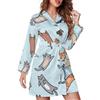 FWJZDSP Divertenti Vestaglie con Gatti Doodle per Donna con Cintura Camicie da Notte a Maniche Lunghe per Donna Accappatoio da Notte con Scollo a V