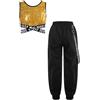 HULIJA Bambina 2 Pezzi Completi Hip Hop Maniche Senza Canotta Bra con Paillettes e Pantaloni Tuta da Jogger Allenamento Tuta da Ginnastica Danza