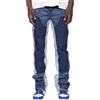 MASUCOR Jeans Y2k Micro Flare da Uomo Pantaloni Denim Patchwork con Schizzi D'inchiostro Alla Moda Casual Autunnali con Tasche Hip-hop Streetwear a Gamba Dritta (Blue, L)
