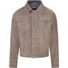 Infinity Leather Uomo Capra Giacca in Pelle Scamosciata Jeans Trucker Camicia in Pelle Denim