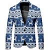 Mymyguoe Giacca natalizia da uomo, con stampa 3D, slim fit, Natale, giacca natalizia, stampa natalizia, giacca sportiva, tuta di Natale, Blu mare, M