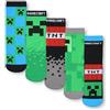 MINECRAFT Set di 5 Calzini per Ragazzi | Calzini Al Polpaccio con Creeper e TNT Stampa All-over in Nero, Verde e Blu | Set di 5 Calzini per Bambini Giocatori | Regalo di Merchandising di Mojang