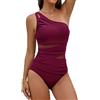 Svanco Costume Intero Donna Monospalla Contenitivo, Costume da Bagno Donna Push Up Imbottito per Piscina e Mare, Costume Intero Donna Curvy Elegante