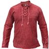 Gheri - Camicia da uomo in canapa e cotone con lacci a V senza colletto, S