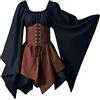 pvucpot Costume Halloweenvestito Medievale Donna Con Cappuccio, Vintage Vestito Gotico Donna, Abito Rinascimentale Con Corsetto, Per Carnevale Halloween Cosplay
