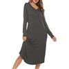 Vlazom Camicia da Notte Lunga Donna Manica Lunga con Bottoni Davanti Scollo a V Invernali Taglie Forti，A-Grigio Scuro，L