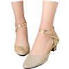 HTNEDNST Décolleté con glitter da donna eleganti scarpe da sposa chiuse scarpe da matrimonio da cerimonia con tacco a blocco scarpe da ballo da sala comode scarpe da ballo scarpe con tacco, 42 EU