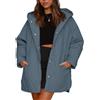 Vagbalena Piumino Casual Invernale da Donna Casual Trapuntato con Cappuccio Trapuntato a Rombi Piumino Casual con Cappuccio Oversize con Bottoni (Blu,XL)