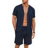 Demegimi Pigiama Uomo Estivo 2 Pezzi Maglia Manica Corta con Bottoni Pantaloncini Pigiama Notte Loungewear