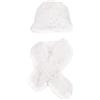QUEEN HELENA Cappello con Pelo Morbido Berretto con Pelliccia Peloso Caldo Donna CP303 (IT, Testo, Taglia Unica, Sciarpa con Cappello Bianco)