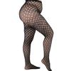 LEELA LAB, Collant Donna Curvy a Rete Made in Italy, Calze a Rete Taglie Forti, Ideali per Ogni Occasione, Fantasia Weave, Colore Nero, Taglia 9