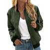 Generico Bomber Donna con Zip Giubbotto Primaverile Vento College Y2K Giacca Mezza Stagione Elegante Jacket Ragazza Casual Leggero Curvy per Casa,Sport,Lavoro,Verde,L