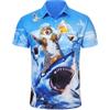 RAISEVERN Camicia Uomo Birra Squalo Gatto Vintage Casual Brutte Camicie Funky Stampa 3D Divertente Camice Hippie Festa Regalo, M