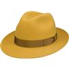 Borsalino Cappello Bogart Marengo Donna/Uomo - Made in Italy Lana di Feltro Pelo con Nastro Grosgrain Inverno Estate/Inverno - 56 cm Giallo