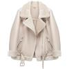 Suncadmious Giacca da Moto Faux Shearing da Donna Parka Foderato Spesso Inverno Cappotto Shearling Giacca di Pelle