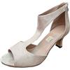 Generico Sandali Donna Estive 35-42 EU con Tacco Medio, Punta Aperta e Cerniera Posteriore Tacchi Heels Dance in Pelle Scarpe Elegante Cerimonia da Ballo Casual Comode per Latino Americano, Lavoro, Sera,Beige