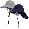 MASOCIO Cappello Neonato Bambino con Copricollo 2 Pezzi Cappellino Pescatore Bimbo Estivo Mare Sole Anti UV Spiaggia 3 4 5 Cappello età 2-6 Anni Grigio Blu Marina