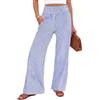 Xiaoliny Pantaloni Donna Estivi Righe Verticali Pantalone a Gamba Larga Vita Alta Elastica Leggero Elegante Pantaloni Palazzo con Tasche Casual Tuta Pantaloni Larghi da Tempo Libero Spiaggia Vacanze