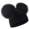 Cozylkx Cappello con Pompon Doppio in Pelliccia Sintetica per Bambini, Berretto Lavorato a Maglia, per Ragazze da 0 a 5 Anni
