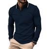 JACKETOWN Polo Uomo Maniche Lunghe Polo da Golf Lavoro Traspirante T Shirt con Taschino Primavera Autunno Camicie per la Pesca Escursionismo,Blu Navy,M