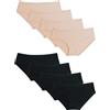 Kiench Mutande Ragazza Cotone Slip Intimo Tinta Unita Pacco da 8 Color Carne & Neri EU 146-152/10-12 Anni Etichetta M