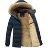 Generic Piumino invernale da uomo con cappuccio in pelliccia pesante parcheggiato piumino imbottito termico comodo cappotto in pile spesso con cappuccio staccabile morbido comfort giacca in pile da uomo
