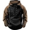 YOSUWOAI Felpa con cappuccio da uomo, per il tempo libero, con cappuccio, vestibilità larga, vintage, tattico, comoda felpa con cappuccio vichingo, abbigliamento medievale, O nero., 3XL