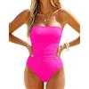 Holipick Costume da bagno da donna intero, senza spalline, a fascia, modellante sulla pancia, a effetto snellente, possibilità di allacciarlo al collo, Rosa, M
