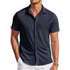 COOFANDY Camicia Casual da Uomo Manica Corta Estate Casual Button Down Camicia Estiva da Uomo Regular Fit Outdoor Camicia di Vacanza Blu Scuro XXXL