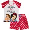 Disney Set pigiama corto da donna Biancaneve e i Nani, Brontolo ma Splendida, in cotone, bianco, 8-10