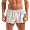 Amy Coulee Boxer sexy da uomo Shiny Metallic Shorts lucidi corti glitter pantaloni discoteca, Argento chiaro., S