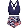 Svanco Costume da Bagno Due Pezzi Donna Top Bikini Incrociato Slip A Vita Alta E Increspato Set Bikini Push Up Donne Costumi da Bagno