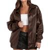 HAOLEI Giacca Pelle Donna Vintage Giacca Pelle Donna in Ecopelle, Nera PU Giubbotto Ecopelle Manica Lunga con Cerniera Casual Corta Giubbotti,Capispalla Streetwea, l'autunno e l'inverno