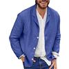 YOUYING Giacca da uomo in cotone e lino, vestibilità larga, leggera, con bottoni, casual, estiva, con risvolto, abbigliamento sportivo, B# Blu, 3XL