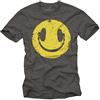 MAKAYA Maglietta Musica Elettronica House Cuffie Happy Smile T-Shirt Uomo Swag Grigio L