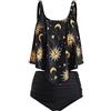 JMSUN Costume da bagno Tankini da donna a vita alta con balze luna