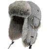 HEYANN Berretto da Aviatore Unisex Rib Bomber Aviator Pilot Hat Faux Cappello Invernale Russo Berretto da Uomo Cappello da Aviatore Cappello Invernale paraorecchie (Grigio hua-qingzilan)