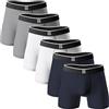 Giovici Boxer da uomo in bambù, anti sfregamento, morbidi e confortevoli, gamba lunga, confezione multipla - tecnologia traspirante, Blu, Bianco, Grigio (confezione da 6), XXL