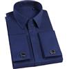 Yeuyyben Camicia da uomo con polsino francese con bottoni coperti a maniche lunghe camicie formali da uomo per feste di nozze gemelli da smoking camicie