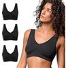 FOCENZA Reggiseno Donna Senza Ferretto 3 Pezzi, Brassiere con Spallina Larga in Microfibra Elasticizzata in Vari Colori, Made in Italy (Nero, S-M)