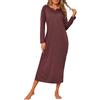 Jahetuul Camicia da Notte Donna Manica Lunga Camice Notte Scollo a V