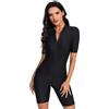 BEACHKINI Costume da Bagno a Maniche Lunghe con Zip da Donna Costume Intero da Bagno Ricreativo Rash Guards