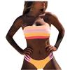 Generico Costume Donna Mare Costumi da Bagno 2 Pezzi Celeste Strisce Una Spalla Push Up Due Pezzi Brasiliana Bikini Swimwear Estivo Bikini Donna Copricostume Donna Mare Nero Lungo