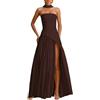 Generic Abito Donna Elegante Senza Spalline Midi per Eventi serali Cerimonie Matrimoni Feste Cocktail Primavera Estate