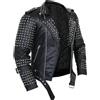 JAKRON Giacca da uomo in pelle nera Edgy Punk Rock con borchie argento stile motociclista