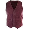 Infinity Leather Gilet Elegante da Uomo in Vera Pelle Scamosciata Aderente Retro Vintage bordeaux xxl
