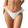 SHEKINI Donna Slip Bikini Perizoma Brasiliano Nuoto Tronchi Sexy alla Ties-up Costumi da Bagno Chic Tanga da Donne Vita Bassa Cheeky Fondo Bikini da Spiaggia（XL,B-Bianco）