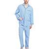 GLOBAL Pigiama Uomo Abbottonata 100% Cotone Lungo Set Pigiami Bottoni Classici Due Pezzi Lingerie Maniche Lunghe Pantaloni Coulisse Pigiami da Notte Traspirante da Uomo Pjs Set S-XXL